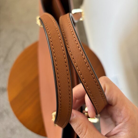 Tory Burch York Buckle Large Tote Leather Luggage/Camel/Tan - Picture 10 of 16